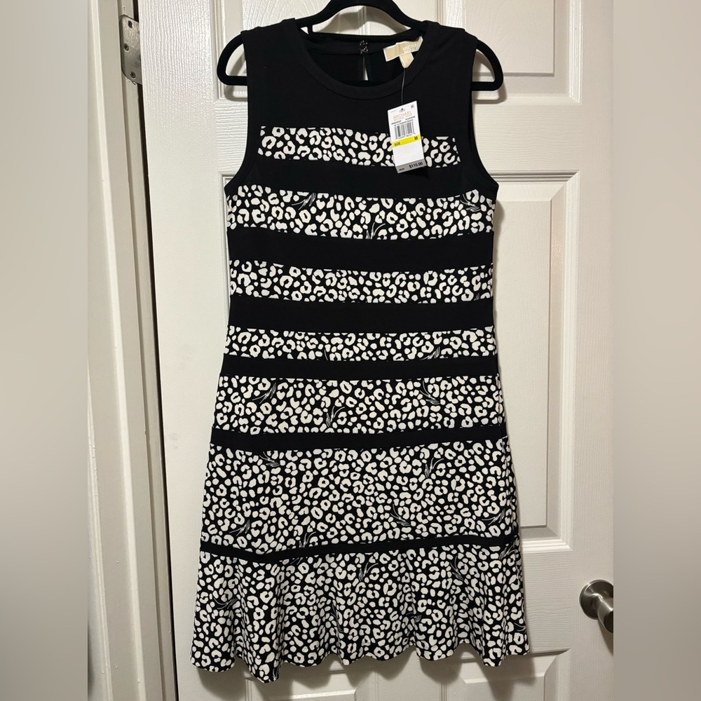 Michael Kors Black & White Midi Dress | New with Tags | Size M